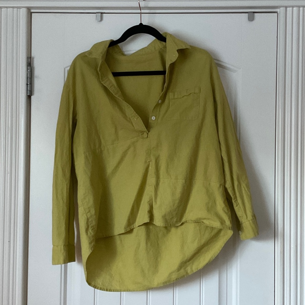 Women's Yellow/chartreuse Button-Up Shirt